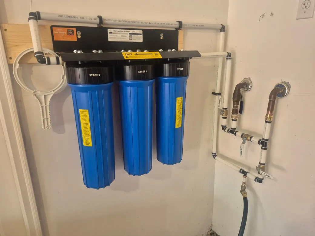 Three-stage whole-house filtration housings