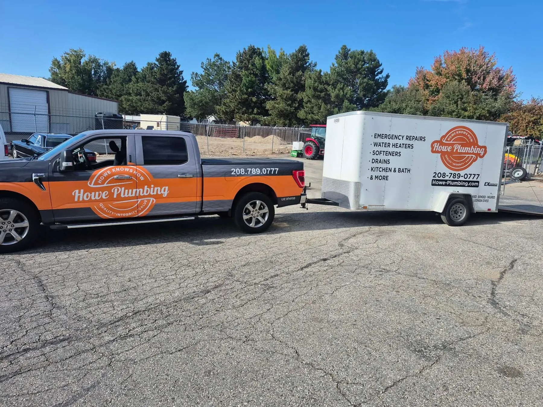 Howe Plumbing truck and trailer